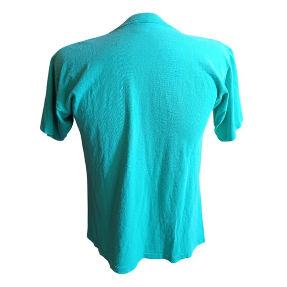 Large Vintage T-shirt Single Stitch London Big Ben Double-Decker Bus Turquoise - Picture 6 of 8